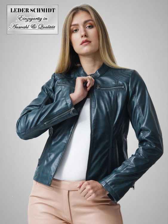 sportliche kurze Damen Lederjacke