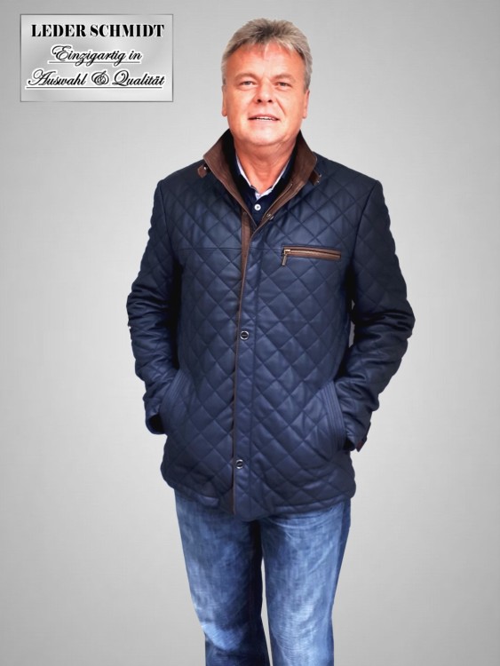 blaue Herren Lederjacke gesteppt