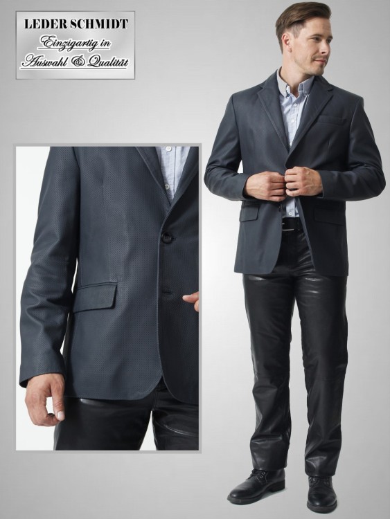 Preview: echtes Ledersakko leicht Lammnappa blau