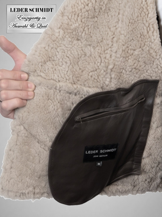 kurze Herren Lammfelljacke braun