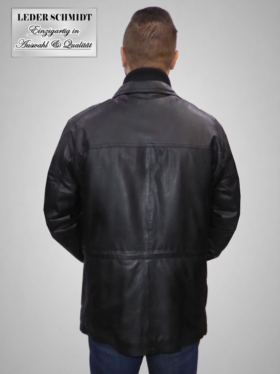 sportliche schwarze Herren-Lederjacke-Lederparka dünn und leicht