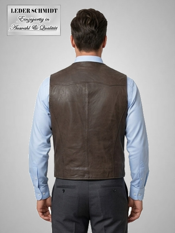 braune leichte Herren Lederweste antik braun