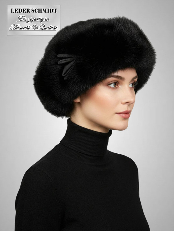 Preview: Mütze Kappe Fell Pelz braun oder schwarz
