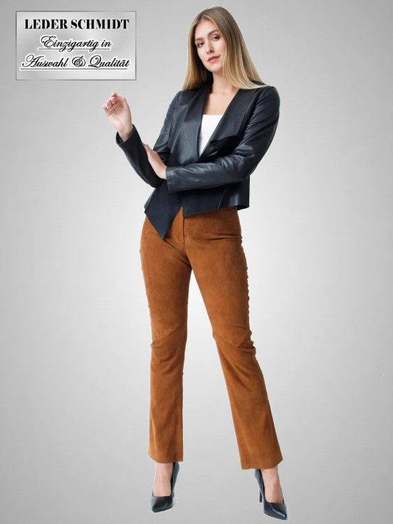 kurze schwarze Damen-Lederjacke
