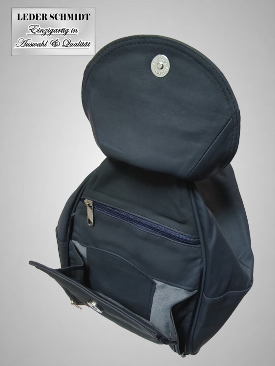 Rucksack Leder blau leicht