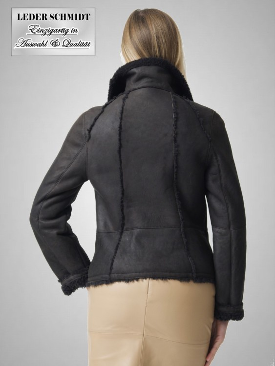 kurze echte Damen Lammfelljacke schwarz leicht