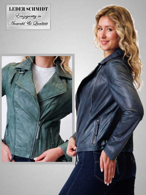 kurze Damen Lederjacke vintage Motorrad-style