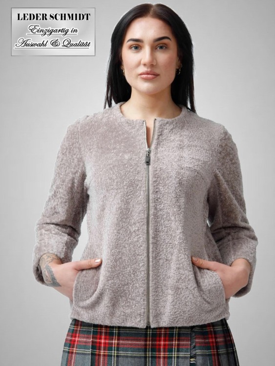 schicke kurze Damen Lammfelljacke ohne Kragen