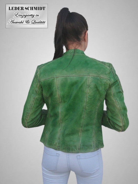 Preview: kurze grüne Damen Lederjacke