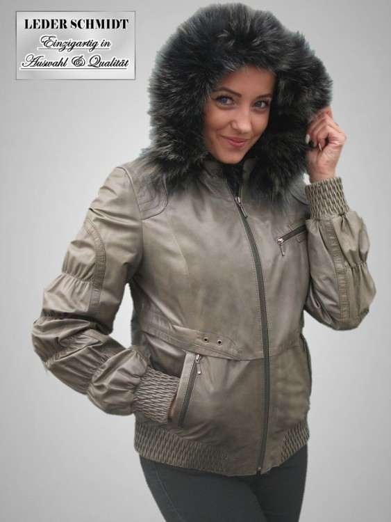 kurzer Damen Lederblouson mit Pelzfutter
