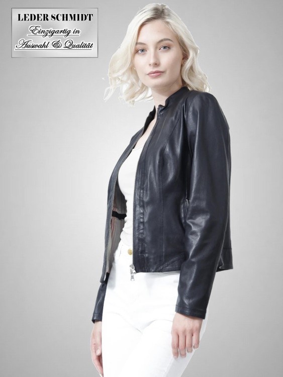 leichte Damen Lederjacke mit Stehkragen