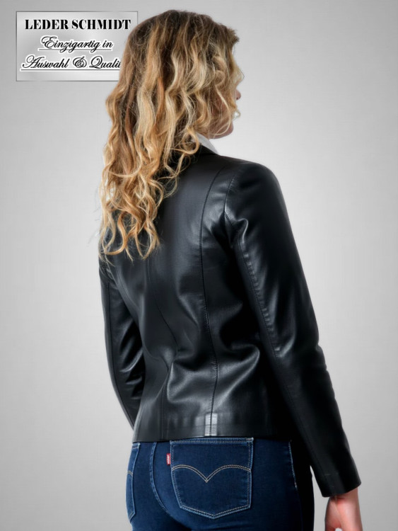 schwarze kurze Damenlederjacke