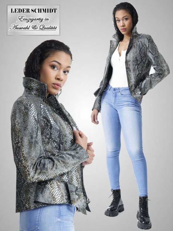 extravagante Damen-Lederjacke kurz