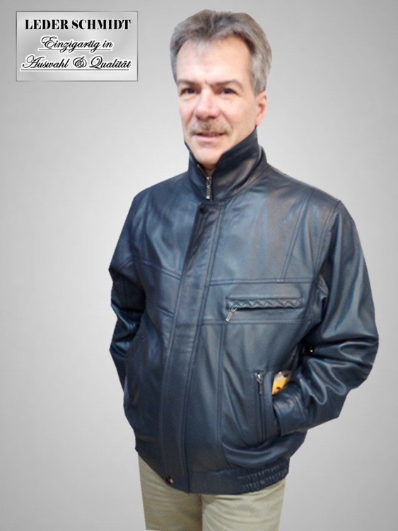 kurzer Herren Leder-Blouson Lammnappa blau