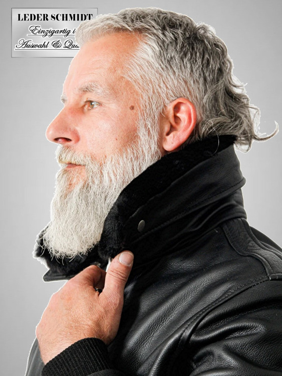 Preview: schwarze Rindnappa-Herrenlederjacke kurz