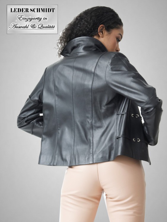 Kurze  Damen Lederjacke schwarz