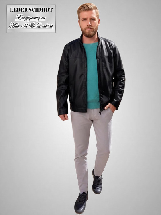 Herren Lederjacke Biker schwarz, sportlich