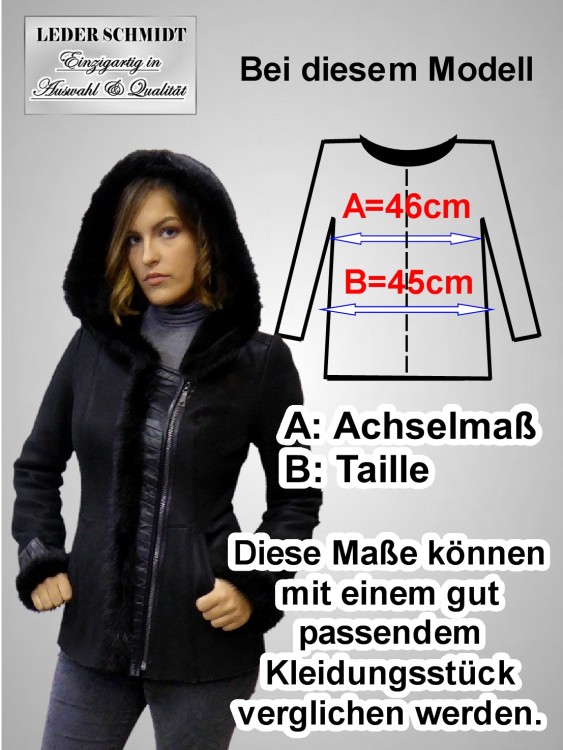 kurze Damen Lammfelljacke mit Kapuze