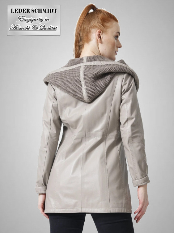 Damen Lederjacke mit Kapuze