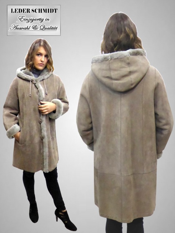 Lammfell-Jacke-Damen-Kapuze