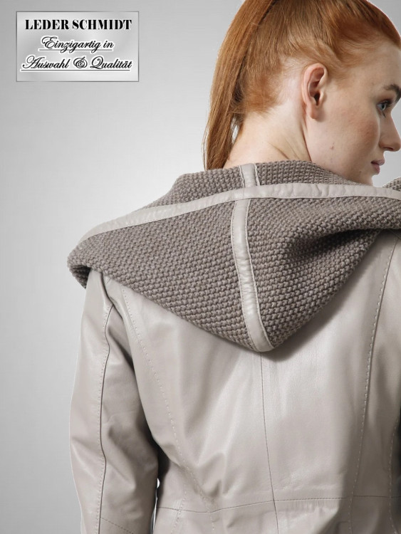Damen Lederjacke mit Kapuze