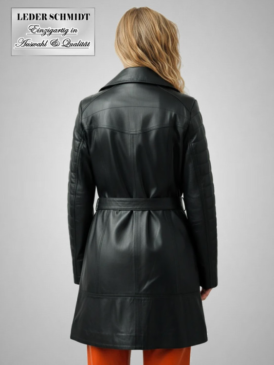 Preview: Damen Lederkurzmantel schwarz