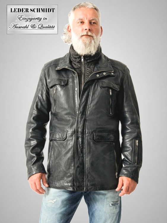 sportliche lange Herrenlederjacke