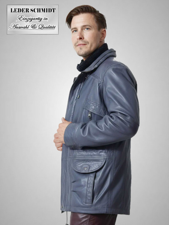 sportliche lange Herren Lederjacke