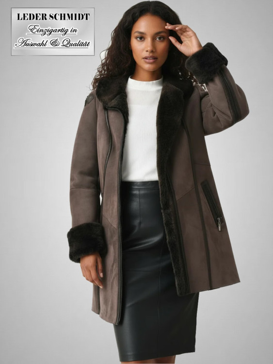 Preview: Damen Lammfelljacke mit Reißverschluss