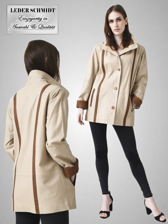 lange leichte Damen Lederjacke