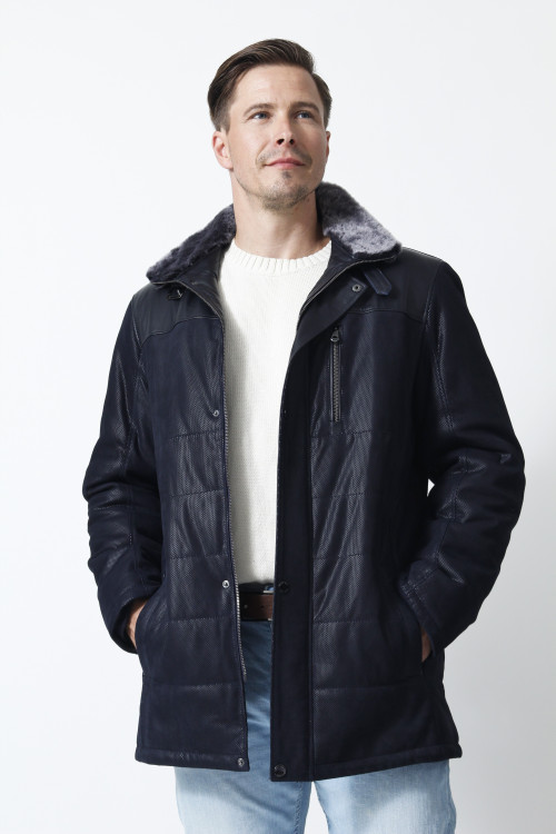 lange exklusive Herren Lederjacke