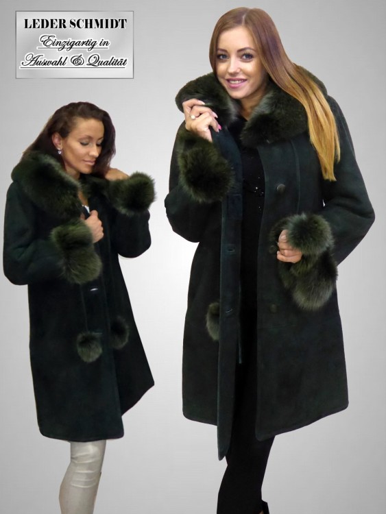 Lange Damen Lammfelljacke mit Pelz
