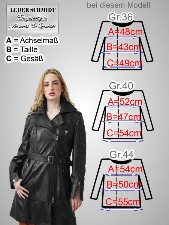 Damen Lederkurzmantel schwarz
