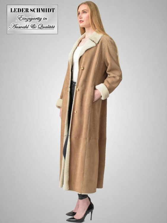 Preview: langer Lamfellmantel für Damen