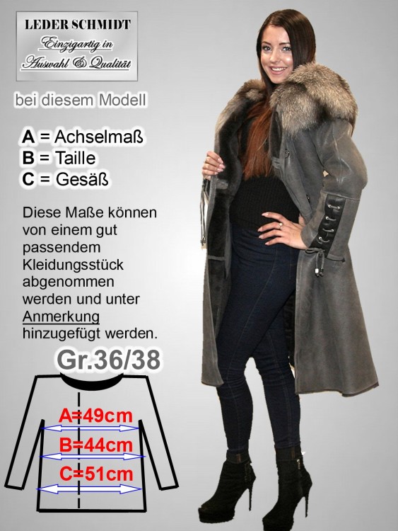 Damen Lammfellmantel mit Kapuze