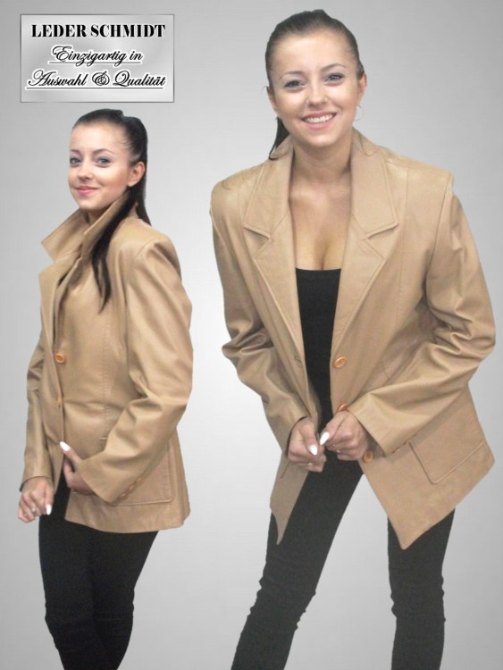 oversize Damen Lederblazer Ledersacke Knöpfe