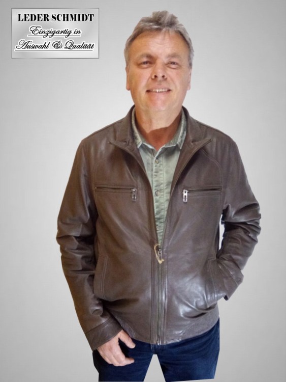 kurze Herren Lederjacke grau