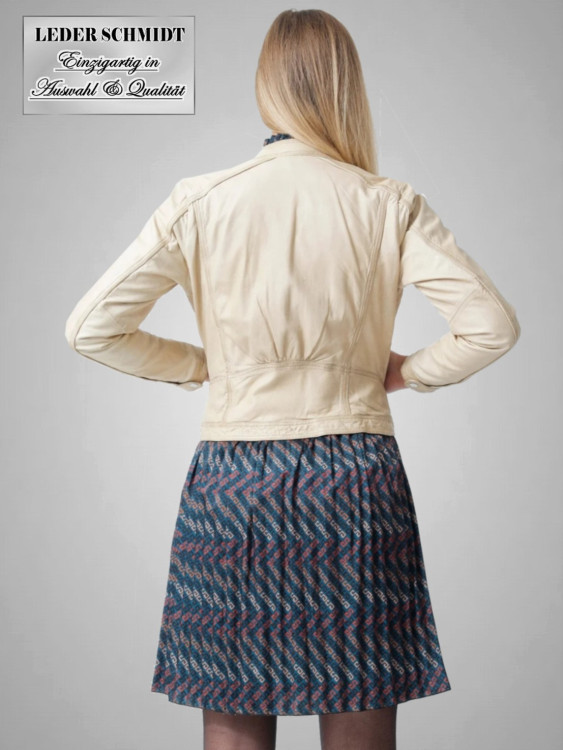 Damen Lederjacke kurz in grün und beige
