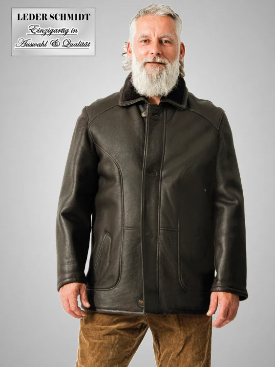 braune Herren Lammfelljacke glatt