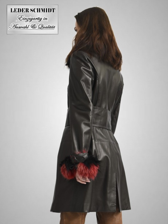 Damen Lederjacke mit Pelzbesatz
