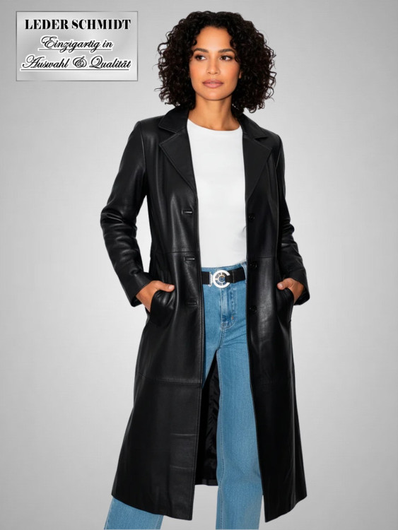 klassischer langer Damen Ledermantel