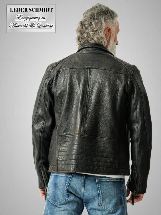 Motorradlederjacke Herren schwarz vintage Look