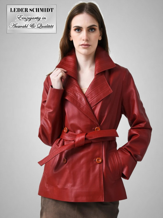Damen Lederjacke rot