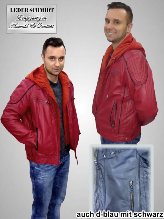 Herren Lederjacke in rot oder d-blau