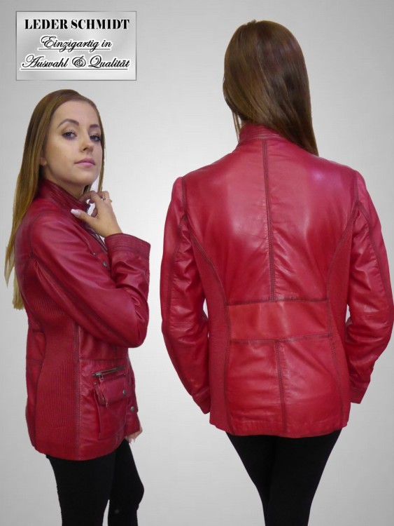 halblange Lederjacke mit Reißverschluss