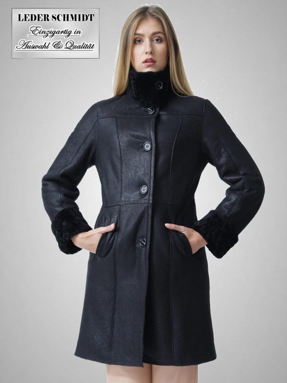 Damen Lammfell Jacke schwarz