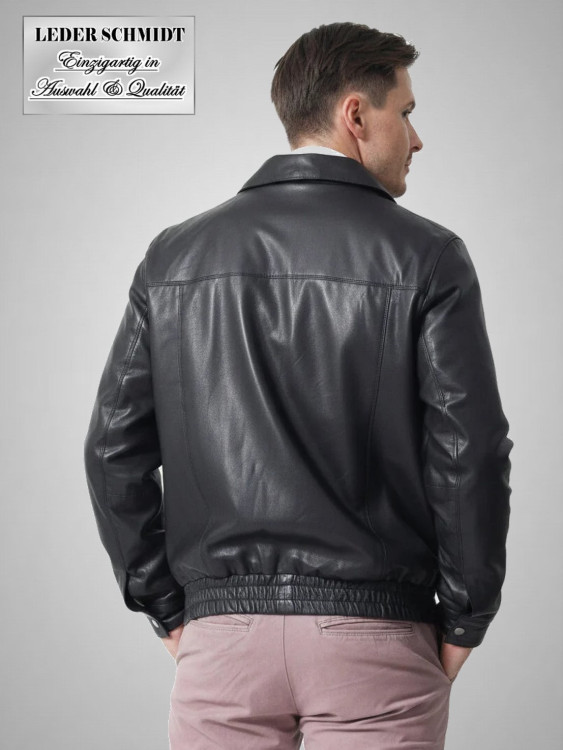 leichte kurze Herren Lederjacke in schwarz
