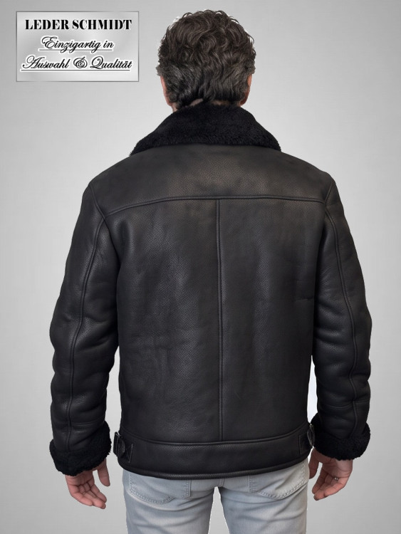 kurze Herren Lammfelljacke schwarz