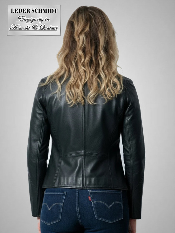 kurze schwarze Damen Lederjacke