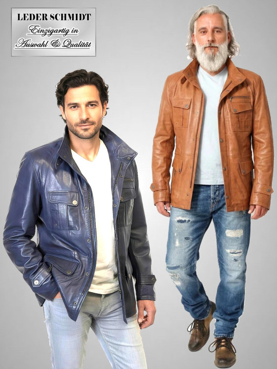 sportliche lange Herren Lederjacke